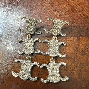 Brand new Celine inspired Gold Crystal Drop Earrings